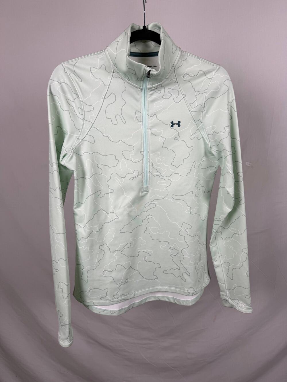 Under Armour Sage Green Camo ColdGear 1/2 Zip Pullover Top Size S